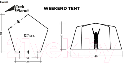 Туристический шатер Trek Planet Weekend Tent / 70219 (серый/темно-серый)