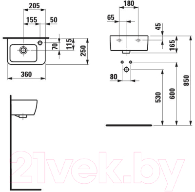 Умывальник Laufen Pro 36 / 169550001061