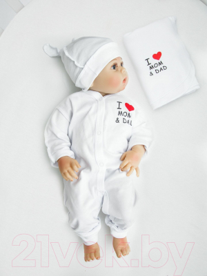 Комплект одежды для малышей Amarobaby Love / AB-OD21-L5/00-56 (белый, р.56)