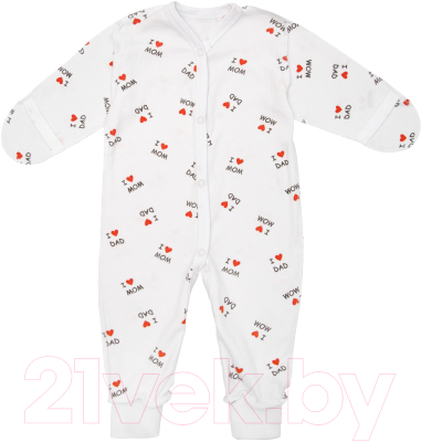 Комплект одежды для малышей Amarobaby Love / AB-OD21-L5/00-56 (белый, р.56)