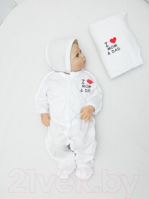 Комплект одежды для малышей Amarobaby Love / AB-OD21-L3/00-56 (белый, р.56)