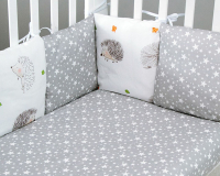 Комплект постельный для малышей Amarobaby Premium Крошка Ежик / AMARO-3018-KE (белый/серый) - 