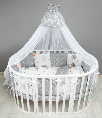 Комплект постельный для малышей Amarobaby Premium Крошка Ежик / AMARO-3018-KE (белый/серый)