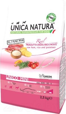 

Корм для собак Gheda Petfood, Unica Natura Maxi ветчина, рис, картофель