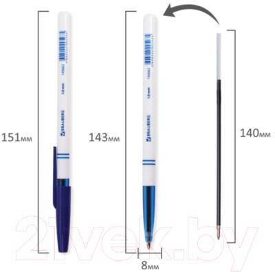 Изображение товара Ручка шариковая Brauberg Офисная 140662 (синий)