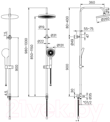 Изображение товара Душевой гарнитур IDDIS SPA3F0Ci76