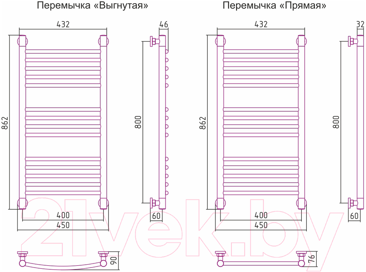Полотенцесушитель водяной Сунержа Богема+ прямая 80x40 / 30-0220-8040 — фото 6