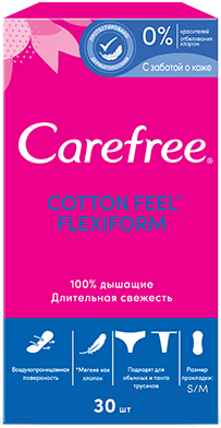 Прокладки ежедневные Carefree Cotton Feel Flexiform (30шт)