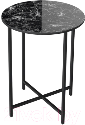 Журнальный столик ТриЯ ДП 1-03-04 (черный/стекло с рисунком Мрамор черный)