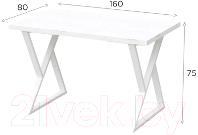 Обеденный стол Millwood Дели Л 160x80x75 (белый/металл белый)