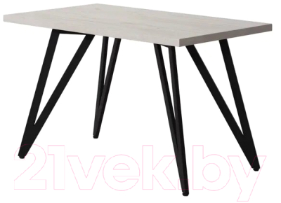 Обеденный стол Millwood Женева-2 Л 130x80x75 (дуб белый Craft/металл черный)