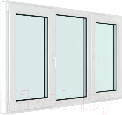 Окно ПВХ Rehau Roto NX Поворотно-откидное 2 створки по краям 3 стекла (1100x1700x70)