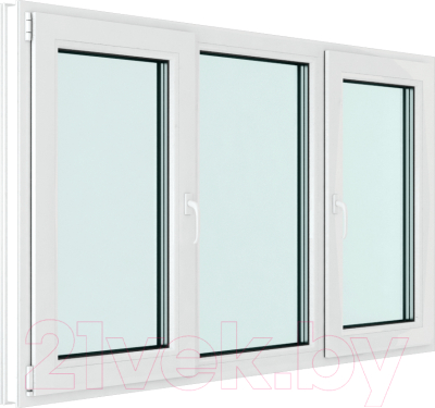 Окно ПВХ Rehau Roto NX Поворотно-откидное 2 створки по краям 3 стекла (1700x2200x70)