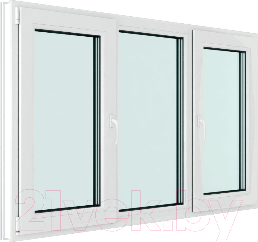 Окно ПВХ Rehau Roto NX Поворотно-откидное 2 створки по краям 3 стекла (1800x2200x70)