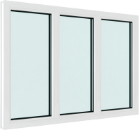 Окно ПВХ Brusbox Деленное на 3 части глухое 2 стекла (1050x1650x60) - 