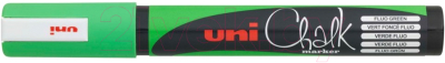 Маркер меловой UNI Mitsubishi Pencil 8мм / PWE-8K F.GREEN (флуоресцетный зеленый)