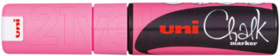 Маркер меловой UNI Mitsubishi Pencil 8мм / PWE-8K F.PINK (флуоресцетный розовый)
