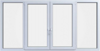 Балконная рама Rehau Roto NX Поворотно-откидное 2 центральные створки 2 стекла (1300x2300x60) - 