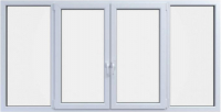 Балконная рама Rehau Roto NX Поворотно-откидное 2 центральные створки 2 стекла (1650x2650x60) - 