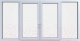Балконная рама Rehau Roto NX Поворотно-откидное 2 центральные створки 2 стекла (1850x2800x60) - 