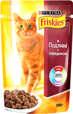 Влажный корм для кошек Friskies Говядина c подливой (100г)