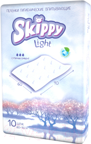 Набор пеленок одноразовых детских Skippy Light c суперабсорбентом 60x90 (10шт)