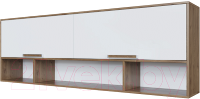 Шкаф навесной SV-мебель Гарвард над кроватью (гикори темный/белый/без фотопечати)