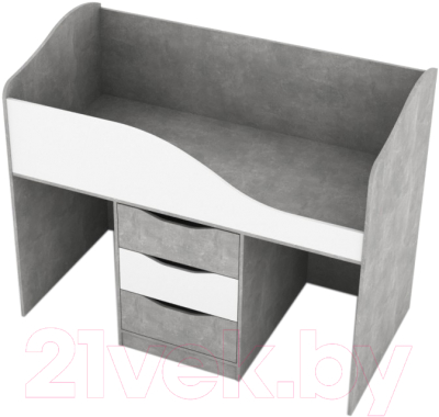 Кровать-чердак детская SV-мебель Миндаль 80x160 (цемент светлый/белый)