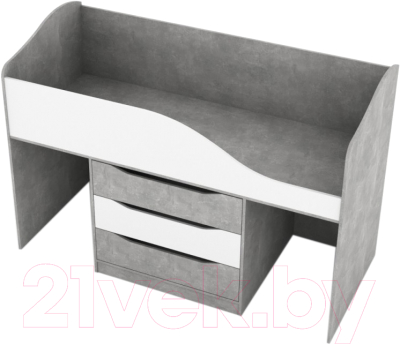 Кровать-чердак детская SV-мебель Миндаль 80x190 (цемент светлый/белый)