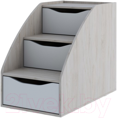 Лестница для кровати SV-мебель Миндаль с ящиками (гикори светлый/белый)