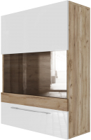 Шкаф навесной SV-мебель МС Ницца 700 горизонтальный (галифакс табак/белый глянец) - 