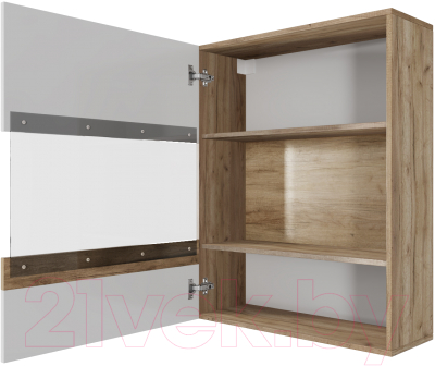 Шкаф навесной SV-мебель МС Ницца 700 горизонтальный (галифакс табак/белый глянец)