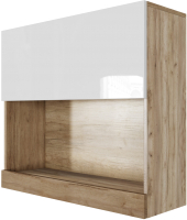 Шкаф навесной SV-мебель МС Ницца 800 горизонтальный (галифакс табак/белый глянец) - 