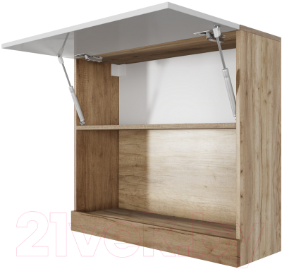 Шкаф навесной SV-мебель МС Ницца 800 горизонтальный (галифакс табак/белый глянец)