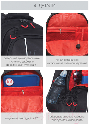 Рюкзак Grizzly RU-030-31 (черный/красный)