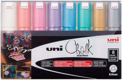 Набор маркеров UNI Mitsubishi Pencil PWE-8K Metallic 8C