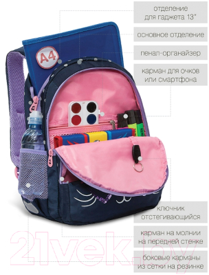Школьный рюкзак Grizzly RG-160-2 (синий)