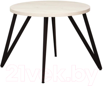 Обеденный стол Millwood Женева 2 Л D90 / 90x90x75 (дуб белый Craft/металл черный)