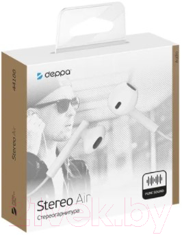 Наушники-гарнитура Deppa Stereo Air / 44188 (белый)