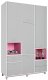 Шкаф Polini Kids Mirum 2335 трехсекционный / 0002121.149 (белый/серый/розовый) - 