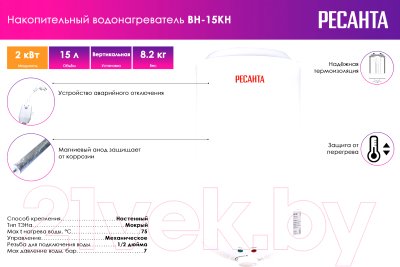 Накопительный водонагреватель Ресанта ВН-15КН (74/5/12)