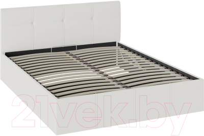 Двуспальная кровать ТриЯ Лора c мягкой обивкой с ПМ 160x200 (кожзам белый)
