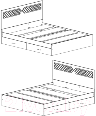 Двуспальная кровать МебельЭра Николь 1600 (венге/лиственница светлая)