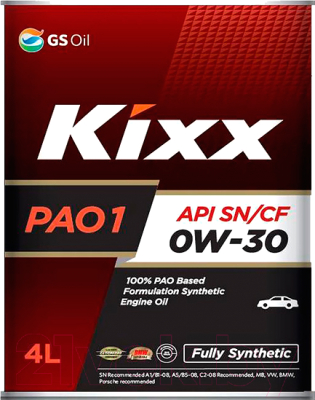 Моторное масло Kixx PAO 1 SN/CF 0W30 / L208144TE1 (4л)