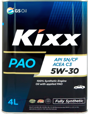 Моторное масло Kixx PAO C3 SN/CF 5W30 / L209144TE1 (4л)