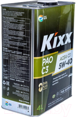 Моторное масло Kixx PAO SN/CF 5W40 / L209244TE1 (4л)