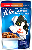 

Корм для кошек Felix, Двойная вкуснятина с говядиной и домашней птицей в желе