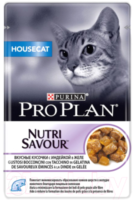 Влажный корм для кошек Pro Plan Housecat с индейкой в желе (85г)