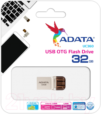 Usb flash накопитель A-data UC360 32GB Golden Retail (AUC360-32G-RGD)