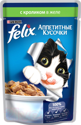 Влажный корм для кошек Felix Аппетитные кусочки с кроликом (85г)